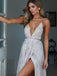 Sexy Deep V-neck Spaghetti Straps Appliques Prom Dresses Formal Evening Dresses With Slit INN83