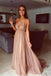 Sexy Sparkly Sequins Spaghetti Strap Prom Dresses V Neck Formal Evening Dress INH50