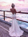 Spaghetti Strap V Neck Lace Long Mermaid Prom Dress INL45