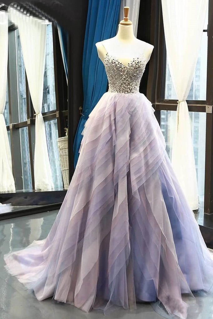 Spaghetti Strap V Neck Wedding Dresses,Cheap Elegant Prom Dress INI85