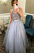 Spaghetti Straps V Neck Tulle Dress for Prom Dresses with Beaded INO1