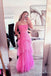 Hot Pink A Line Tulle Long Prom Dress Layered Ruffles Formal Evening Gown INDP1