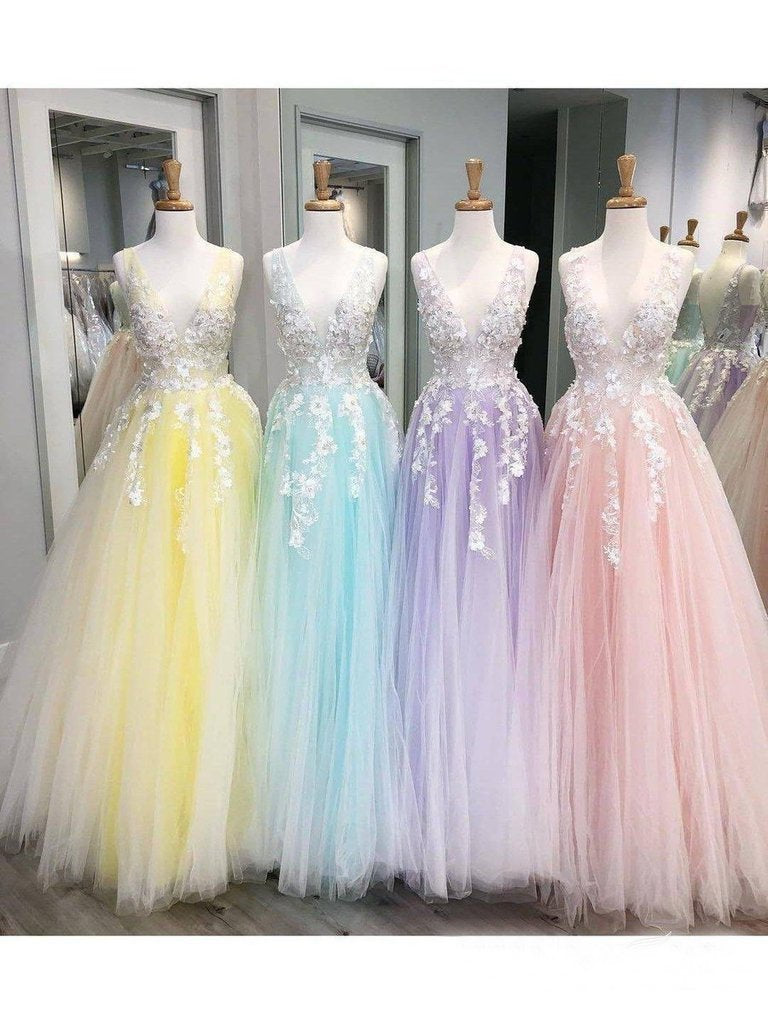 Stunning Lace Applique Ball Gown Long Ball Gowns Prom Dresses Quinceanera Dress INN86
