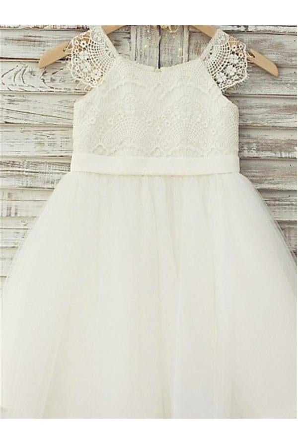 Princess Flower Girl Dress,Lace Flower Girl Dresses,Ivory Flower Girl Dress