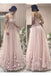 Pink Tulle A Line Off the Shoulder Flowers Long Prom Dress IN789