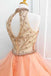 Charming High Neck Ruffle Beading Ball Gown Long Formal Prom Dress IN629