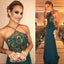 Fashion Dark Green Sheath Beading Sleeveless Long Prom Dresses IN865