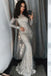 Mermaid Bateau Sliver Lace Long Sleeves Evening Prom Dress with Sequins INF33