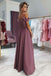 Charming A Line Off the Shoulder Spaghetti Straps Grape Long Prom Dresses INE91