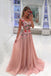 A Line Broad Straps Floral Appliqued Prom Dress, Cheap Long Tulle Evening Dresses INI33