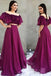 Two Piece A-Line Off the Shoulder Purple Chiffon Prom Dress with Appliques INH5