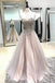 A Line Long Spaghetti Straps Sweetheart Beading Tulle Prom Dress INB93