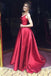 Red Prom Dress,A-Line Prom Dresses,Long Evening Gown,Satin Prom Dresses