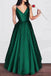 Charming A Line V Neck Satin Spaghetti Straps Long Prom Dress,Girls Graduation Dresses INB29