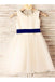 Ivory A-line Scoop Sleeveless Bowknot Tea-Length Tulle Flower Girl Dresses With Belt IN713
