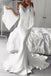 Mermaid Cold Shoulder Flare Sleeves White Prom Dress with Lace INK68