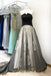 A Line Black Strapless Appliques Long Cheap Prom Dresses INI48