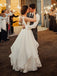 Generous A-Line Deep V-Neck Sleeveless Backless Off White Organza Wedding Dress INF77