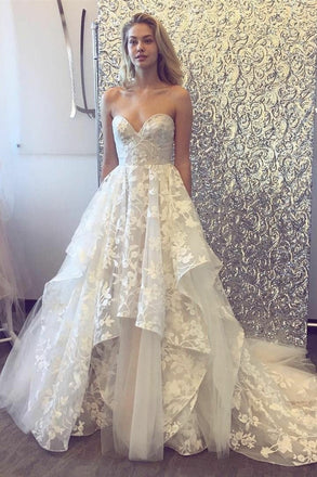 Fashion A-Line Sleeveless Sweetheart Tulle Lace Wedding Dress INF91