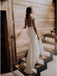 Sheath Bateau Cap Sleeves Sweep Train Lace Wedding Dresses with Split INR36