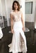 Sheath Bateau Cap Sleeves Sweep Train Lace Wedding Dresses with Split INR36
