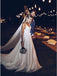 A-Line Spaghetti Straps Backless Sweep Train Boho Wedding Dresses with Appliques INR41
