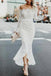 Mermaid Off-the-Shoulder Long Sleeves High Low Lace Beach Wedding Dresses INR81