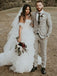 A-Line Strapless Asymmetric Ruffles Wedding Dress with Appliques INF87