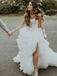 A-Line Strapless Asymmetric Ruffles Wedding Dress with Appliques INF87