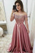 Burgundy Off Shoulder A Line Prom Dress, Lace Top Cheap Evening Gown INJ68