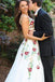 A Line V Neck Flower Appliques Prom Dresses, Long Evening Dresses ING76