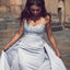 Mermaid Spaghetti Straps Detachable Silver Prom Evening Dress with Appliques INQ66