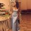 Mermaid Spaghetti Straps Detachable Silver Prom Evening Dress with Appliques INQ66