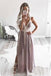 A-Line Straps Floor-Length Chiffon Pleated Prom Dresses with Split INR1