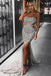 Sexy Mermaid Sweetheart Backless Silver Prom Dress with Split Beading INH35