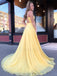 Yellow Long Chiffon A Line Prom Dress 2020 with Lace Up Back INS51
