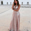 Sexy A Line Deep V Neck Long Prom Dress With Sequins INQ60
