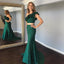 Cheap Two Pieces Mermaid One Shoulde Green Prom Dress With Ruffles INK69