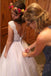 White Bateau Neck A-line Beading Organza Long Wedding Dress IN552