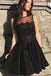 Cute A Line Round Neck Black Lace Short Homecoming Dresses, Little Black Dresses INM58