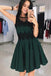 Cute A Line Round Neck Black Lace Short Homecoming Dresses, Little Black Dresses INM58