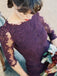 Gorgeous Half Sleeves Mermaid Long Purple Lace Open Back Bridesmaid Dress IN504