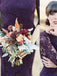 Gorgeous Half Sleeves Mermaid Long Purple Lace Open Back Bridesmaid Dress IN504