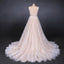 A Line Lace Sleeveless Elegant Wedding Dress, Backless Long Bridal Dresses INQ27