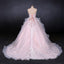 Romantic Pearl Pink Ball Gown Wedding Dress, Sweetheart Appliques Bridal Gown INQ24
