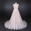 A Line Lace Sleeveless Elegant Wedding Dress, Backless Long Bridal Dresses INQ27
