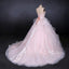 Romantic Pearl Pink Ball Gown Wedding Dress, Sweetheart Appliques Bridal Gown INQ24