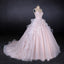 Romantic Pearl Pink Ball Gown Wedding Dress, Sweetheart Appliques Bridal Gown INQ24