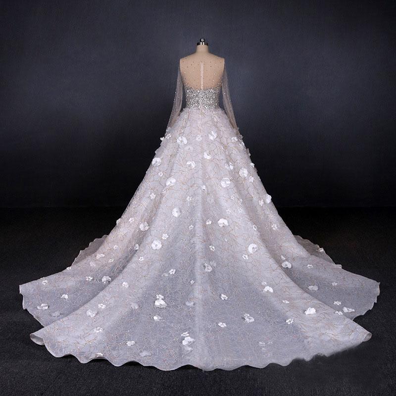 Luxurious Long Sleeves Flowers Ball  Gown Wedding Dress, Bridal Dresses INQ25