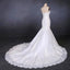 Sweetheart Mermaid Lace Appliques Button Back Long Wedding Dress INQ29